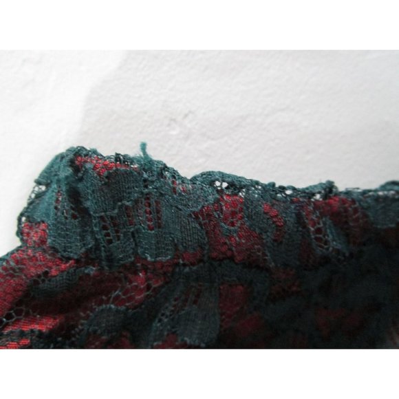 Vintage Hunter Green Sheer Lace Over Rust Acetate Lining Skirt Small GUC - Picture 9 of 12